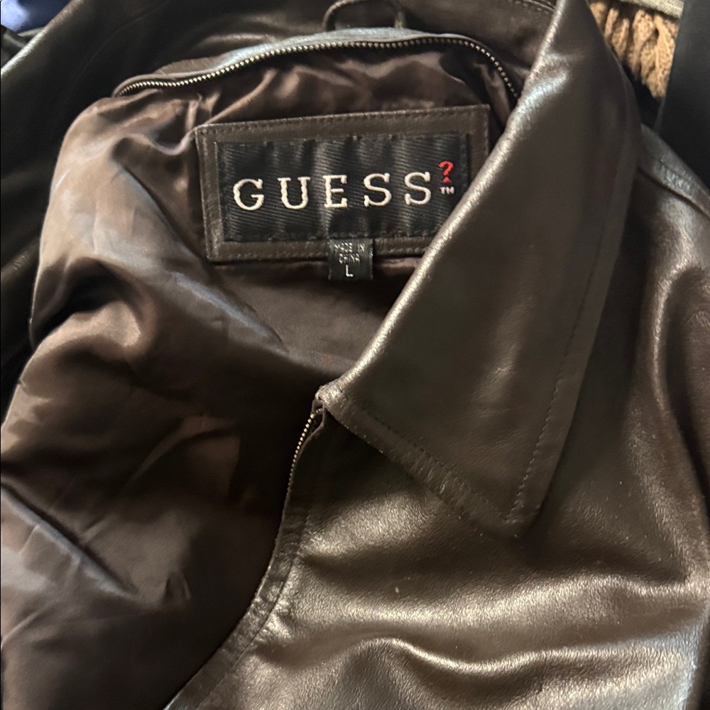 Guess Dark Brown Leather Jacket